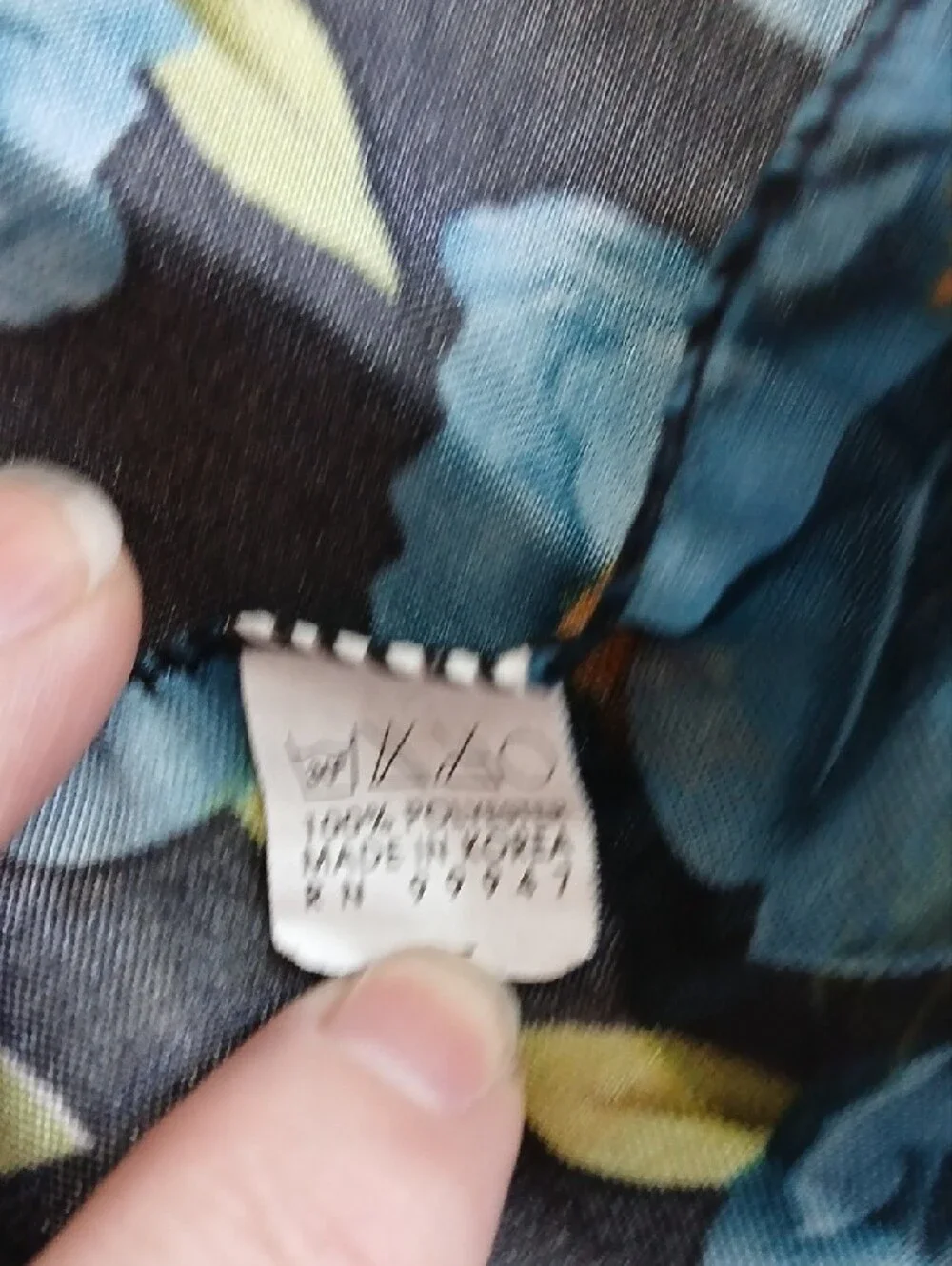Blue Floral Satin Neck Scarf for Women
